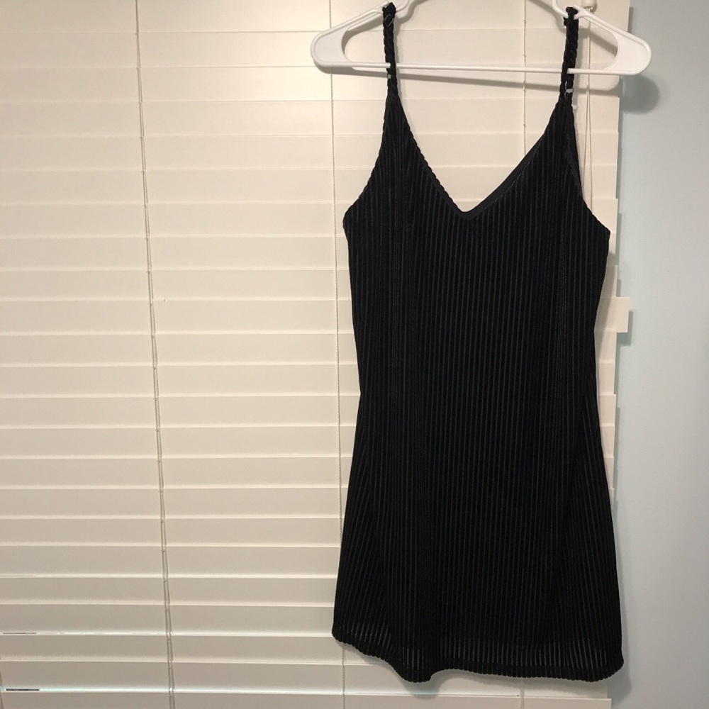 Ribbed black mini dress